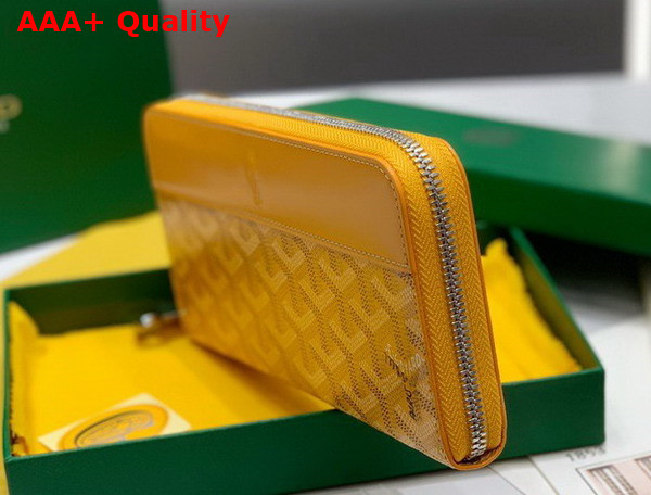 Goyard Matignon GM Wallet in Yellow Goyardine Canvas and Vauzelles Calfskin Replica