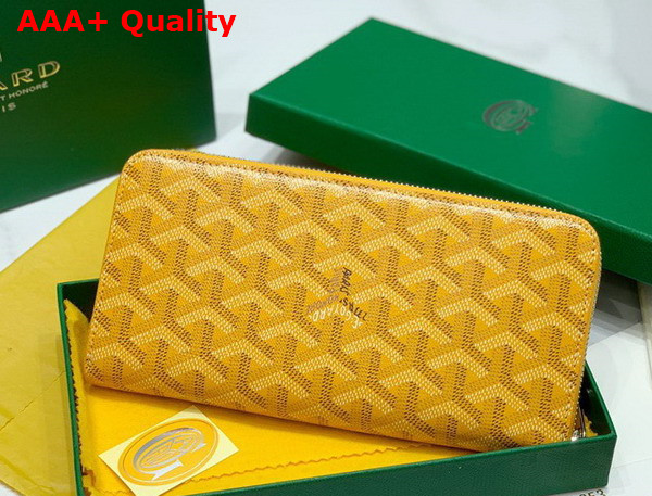 Goyard Matignon GM Wallet in Yellow Goyardine Canvas and Vauzelles Calfskin Replica