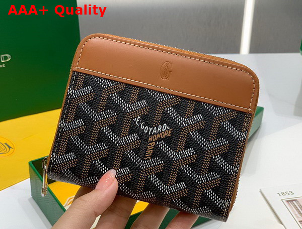 Goyard Matignon PM Wallet Black and Tan Goyardine Canvas and Vauzelles Calfskin Replica