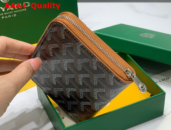 Goyard Matignon PM Wallet Black and Tan Goyardine Canvas and Vauzelles Calfskin Replica