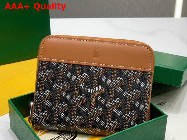 Goyard Matignon PM Wallet Black and Tan Goyardine Canvas and Vauzelles Calfskin Replica