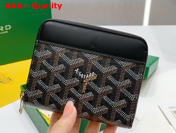 Goyard Matignon PM Wallet in Black Goyardine Canvas and Vauzelles Calfskin Replica