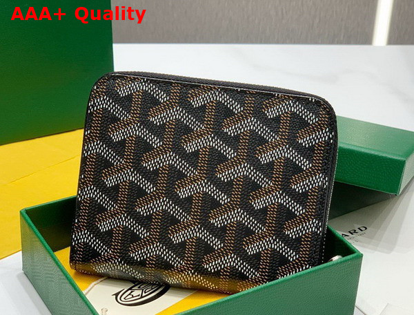 Goyard Matignon PM Wallet in Black Goyardine Canvas and Vauzelles Calfskin Replica