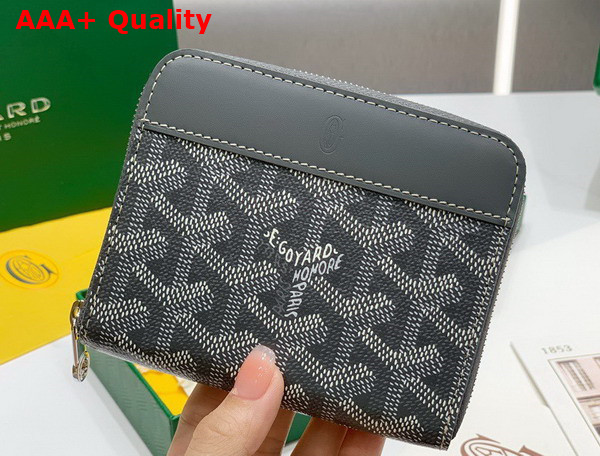 Goyard Matignon PM Wallet in Gray Goyardine Canvas and Vauzelles Calfskin Replica