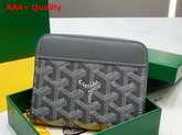 Goyard Matignon PM Wallet in Gray Goyardine Canvas and Vauzelles Calfskin Replica