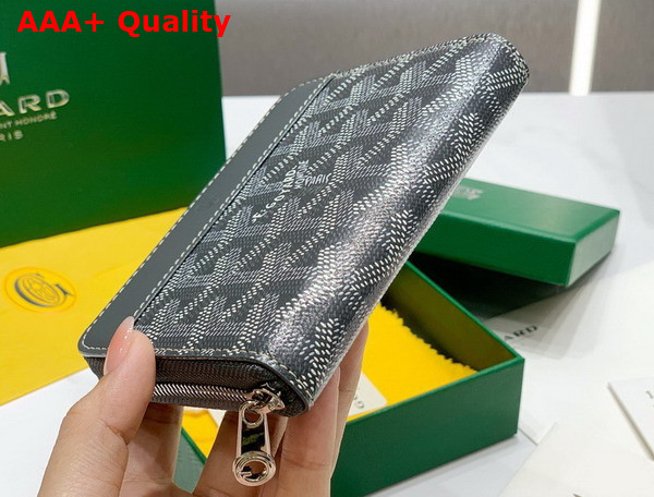 Goyard Matignon PM Wallet in Gray Goyardine Canvas and Vauzelles Calfskin Replica