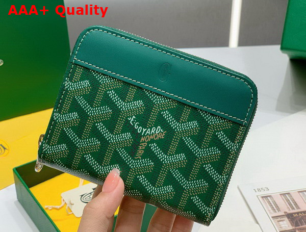 Goyard Matignon PM Wallet in Green Goyardine Canvas and Vauzelles Calfskin Replica