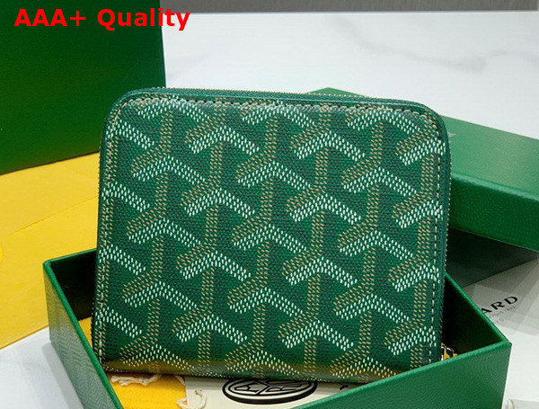 Goyard Matignon PM Wallet in Green Goyardine Canvas and Vauzelles Calfskin Replica