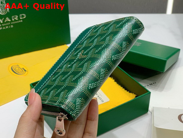 Goyard Matignon PM Wallet in Green Goyardine Canvas and Vauzelles Calfskin Replica