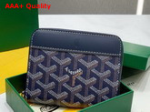 Goyard Matignon PM Wallet in Navy Blue Goyardine Canvas and Vauzelles Calfskin Replica