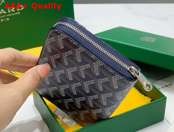 Goyard Matignon PM Wallet in Navy Blue Goyardine Canvas and Vauzelles Calfskin Replica