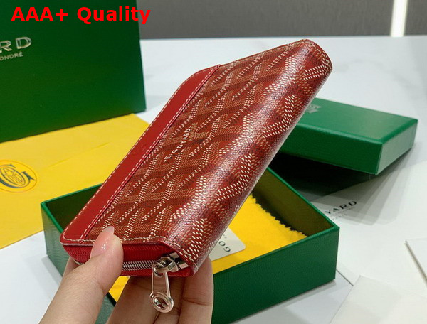 Goyard Matignon PM Wallet in Red Goyardine Canvas and Vauzelles Calfskin Replica