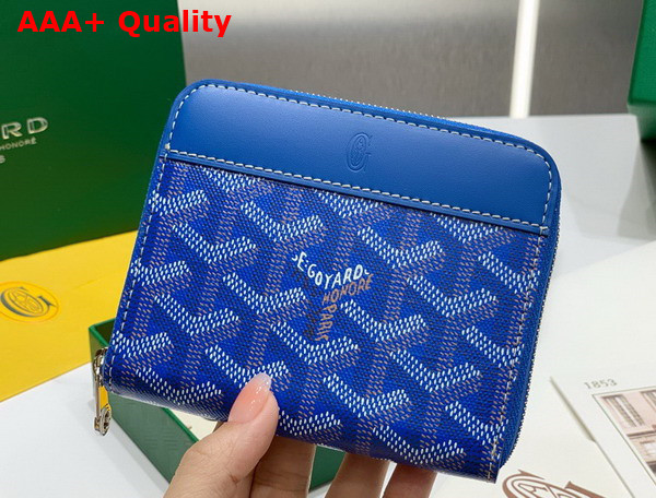 Goyard Matignon PM Wallet in Sky Blue Goyardine Canvas and Vauzelles Calfskin Replica