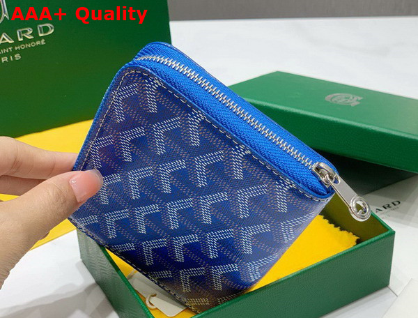 Goyard Matignon PM Wallet in Sky Blue Goyardine Canvas and Vauzelles Calfskin Replica