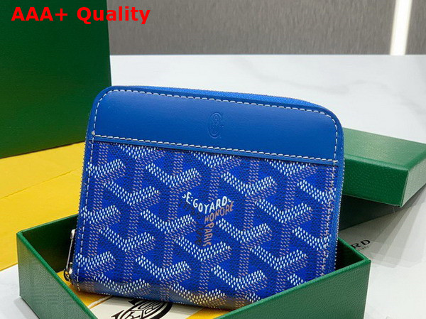 Goyard Matignon PM Wallet in Sky Blue Goyardine Canvas and Vauzelles Calfskin Replica