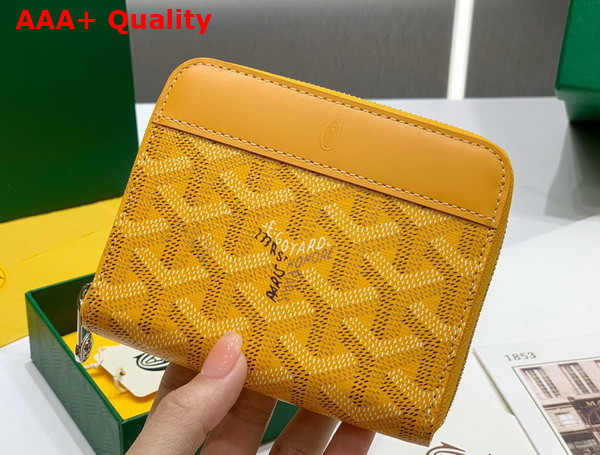 Goyard Matignon PM Wallet in Yellow Goyardine Canvas and Vauzelles Calfskin Replica