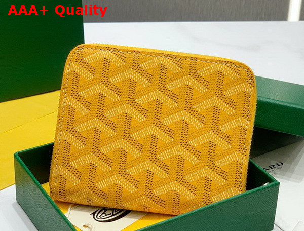 Goyard Matignon PM Wallet in Yellow Goyardine Canvas and Vauzelles Calfskin Replica