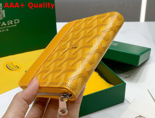 Goyard Matignon PM Wallet in Yellow Goyardine Canvas and Vauzelles Calfskin Replica