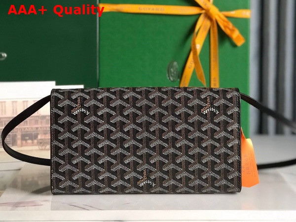 Goyard Monte Carlo PM Clutch in Black Goyardine Canvas and Clamecy Cowhide Replica