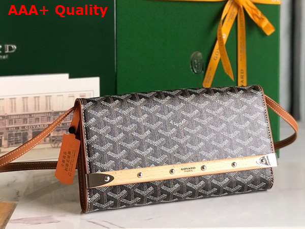 Goyard Monte Carlo PM Clutch in Black and Tan Goyardine Canvas and Clamecy Cowhide Replica