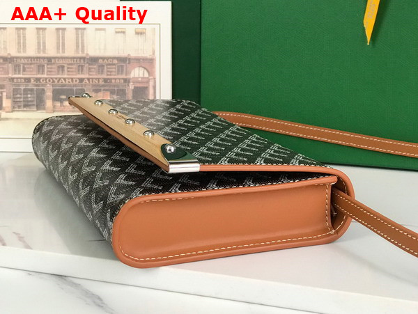 Goyard Monte Carlo PM Clutch in Black and Tan Goyardine Canvas and Clamecy Cowhide Replica