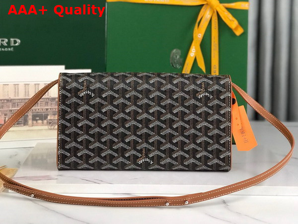 Goyard Monte Carlo PM Clutch in Black and Tan Goyardine Canvas and Clamecy Cowhide Replica