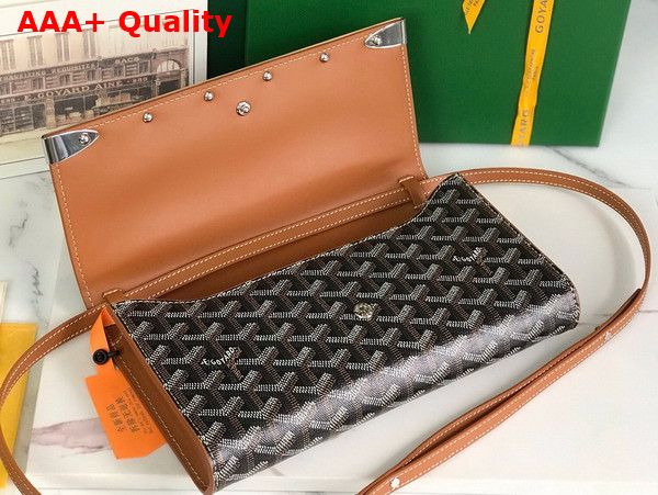 Goyard Monte Carlo PM Clutch in Black and Tan Goyardine Canvas and Clamecy Cowhide Replica