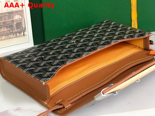 Goyard Monte Carlo PM Clutch in Black and Tan Goyardine Canvas and Clamecy Cowhide Replica