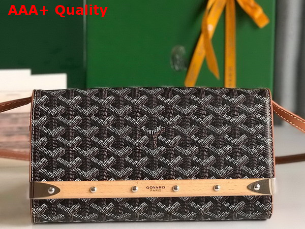 Goyard Monte Carlo PM Clutch in Black and Tan Goyardine Canvas and Clamecy Cowhide Replica