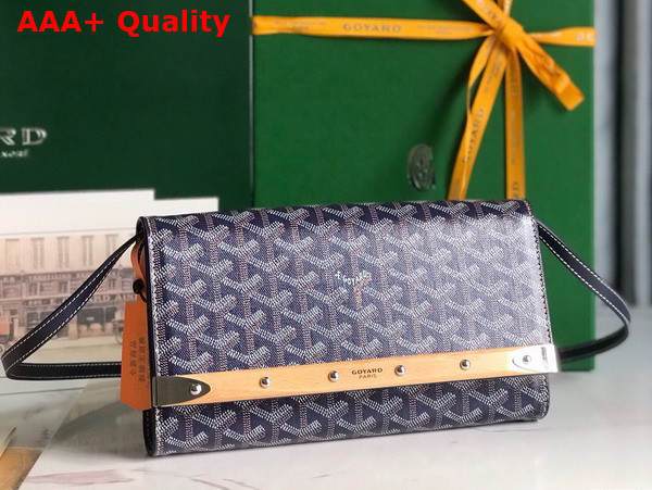 Goyard Monte Carlo PM Clutch in Navy Blue Goyardine Canvas and Clamecy Cowhide Replica