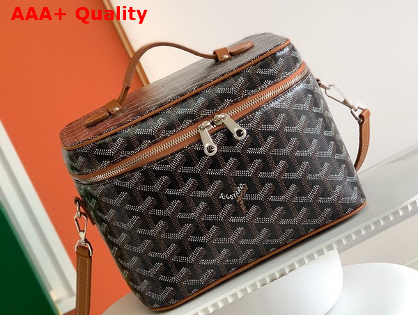 Goyard Muse Vanity Case in Black Tan Goyardine Canvas and Cervon Calfskin Replica