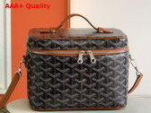 Goyard Muse Vanity Case in Black Tan Goyardine Canvas and Cervon Calfskin Replica