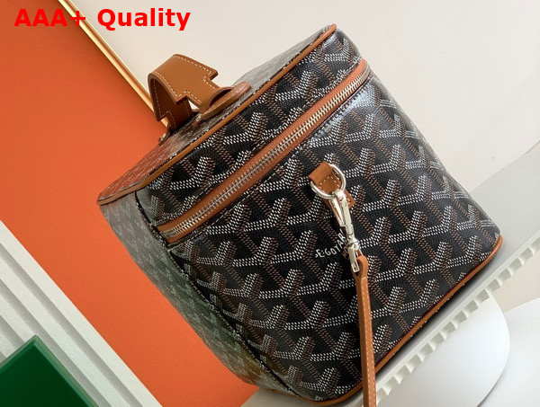 Goyard Muse Vanity Case in Black Tan Goyardine Canvas and Cervon Calfskin Replica