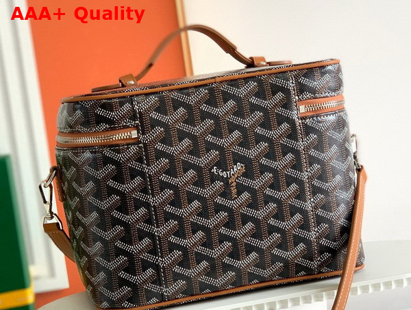 Goyard Muse Vanity Case in Black Tan Goyardine Canvas and Cervon Calfskin Replica