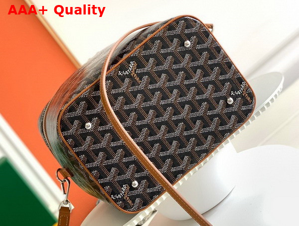 Goyard Muse Vanity Case in Black Tan Goyardine Canvas and Cervon Calfskin Replica