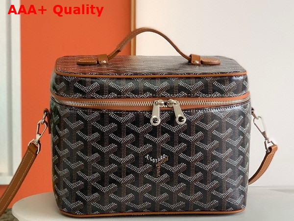 Goyard Muse Vanity Case in Black Tan Goyardine Canvas and Cervon Calfskin Replica