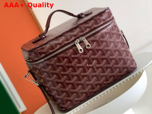 Goyard Muse Vanity Case in Burgundy Goyardine Canvas and Cervon Calfskin Replica