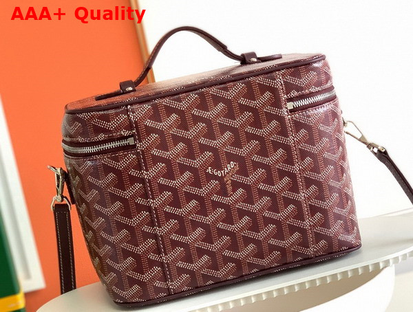 Goyard Muse Vanity Case in Burgundy Goyardine Canvas and Cervon Calfskin Replica