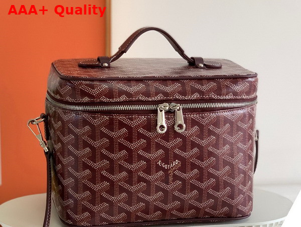 Goyard Muse Vanity Case in Burgundy Goyardine Canvas and Cervon Calfskin Replica