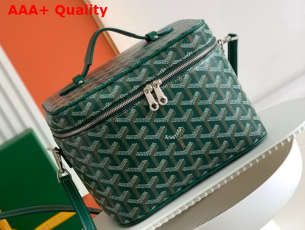 Goyard Muse Vanity Case in Green Goyardine Canvas and Cervon Calfskin Replica