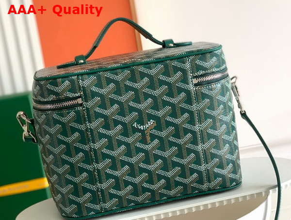 Goyard Muse Vanity Case in Green Goyardine Canvas and Cervon Calfskin Replica