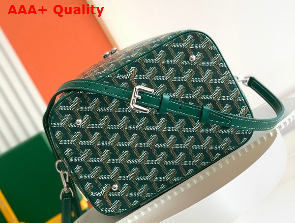 Goyard Muse Vanity Case in Green Goyardine Canvas and Cervon Calfskin Replica