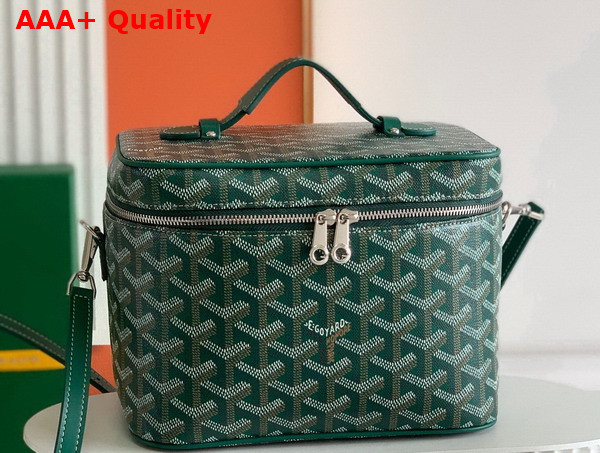 Goyard Muse Vanity Case in Green Goyardine Canvas and Cervon Calfskin Replica