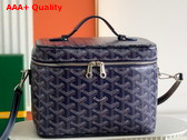 Goyard Muse Vanity Case in Navy Blue Goyardine Canvas and Cervon Calfskin Replica