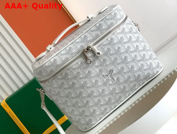 Goyard Muse Vanity Case in White Goyardine Canvas and Cervon Calfskin Replica