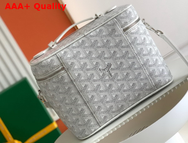 Goyard Muse Vanity Case in White Goyardine Canvas and Cervon Calfskin Replica