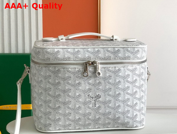 Goyard Muse Vanity Case in White Goyardine Canvas and Cervon Calfskin Replica