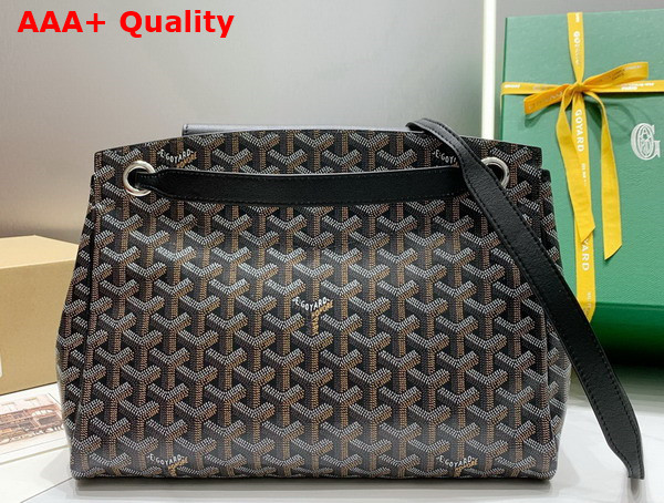 Goyard Rouette PM Bag in Black Goyardine Canvas and Chevroches Calfskin Replica