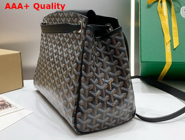 Goyard Rouette PM Bag in Black Goyardine Canvas and Chevroches Calfskin Replica