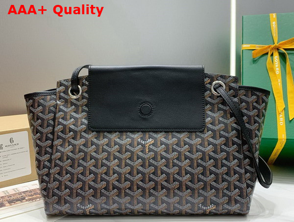 Goyard Rouette PM Bag in Black Goyardine Canvas and Chevroches Calfskin Replica